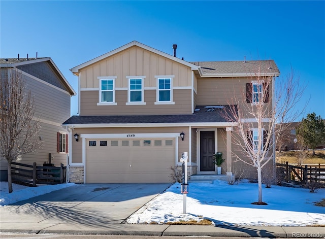 view of front of house with a garage