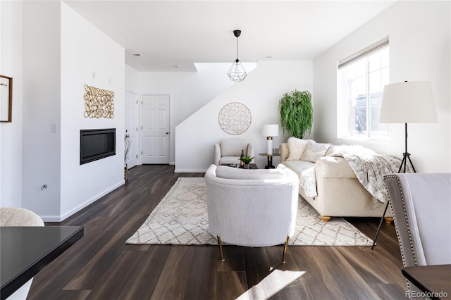 living room featuring dark hardwood / wood-style floors