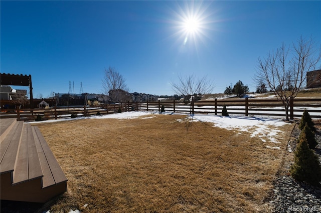 view of yard featuring a rural view