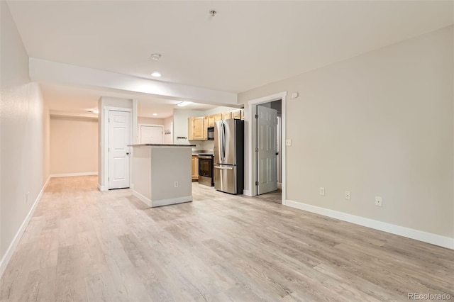 5201 S Fox St Unit 102, Littleton, CO 80120 - unfurnished living room with light wood-type flooring and recessed lighting
