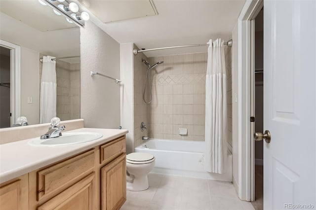 5201 S Fox St Unit 102, Littleton, CO 80120 - full bathroom featuring shower / bathtub combination with curtain, vanity, and tile patterned flooring
