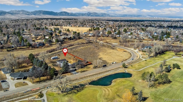 drone / aerial view with a mountain view