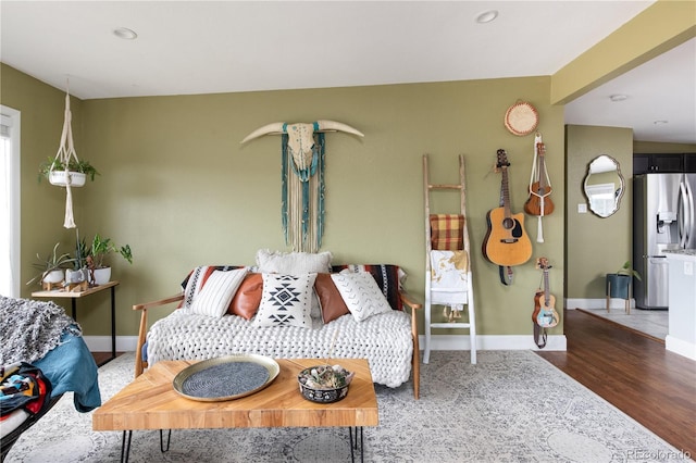 living room featuring dark hardwood / wood-style flooring