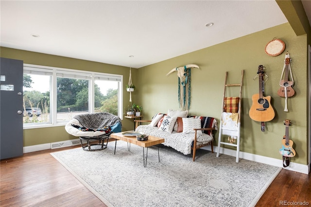 living room with hardwood / wood-style floors