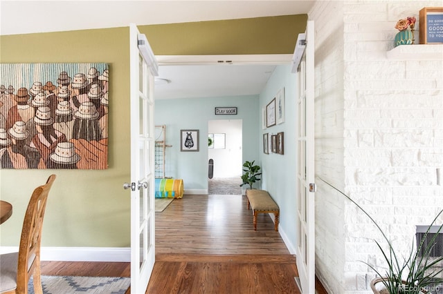 hall featuring dark hardwood / wood-style floors