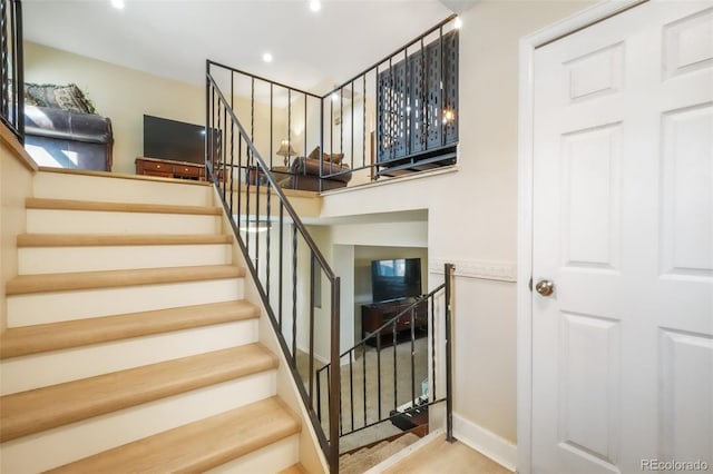 stairs with recessed lighting