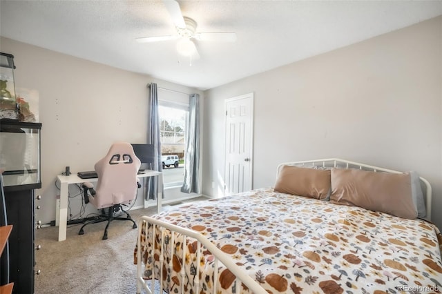 bedroom with carpet flooring and a ceiling fan