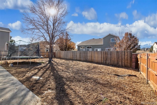 view of yard with a trampoline