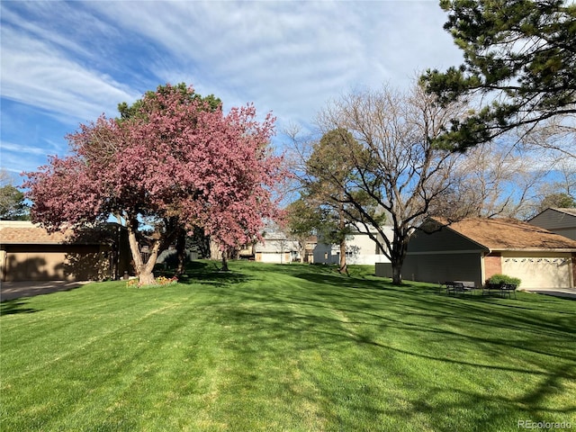 view of yard with an attached garage