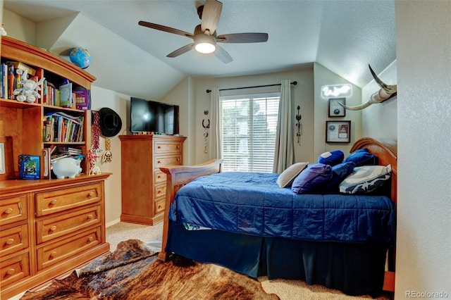 1995 E 166th Ave, Thornton, CO 80602 - bedroom featuring vaulted ceiling, carpet, and a ceiling fan