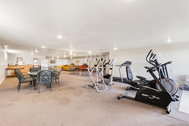 5425 County Rd 32 Unit 27, Mead, CO 80504 - gym with a ceiling fan, recessed lighting, carpet floors, and baseboards