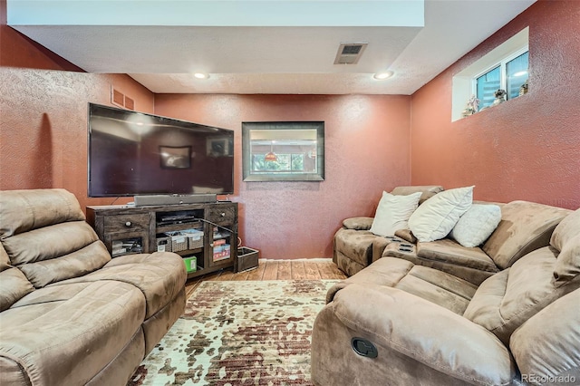 living room with hardwood / wood-style floors