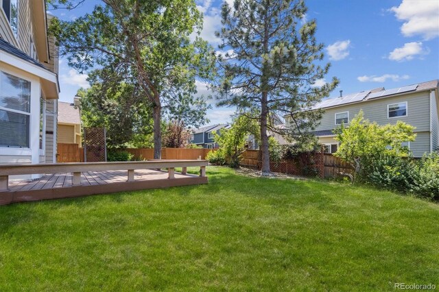 9823 Salford Ln, Highlands Ranch, CO 80126 - fenced backyard featuring a deck