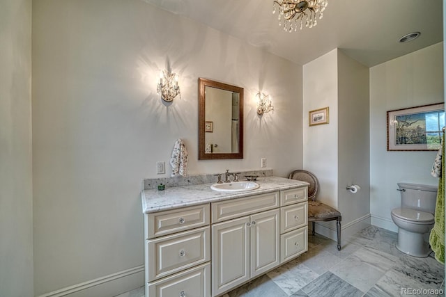 16202 County Road 327, Buena Vista, CO 81211 - bathroom featuring vanity, a chandelier, and marble finish floors