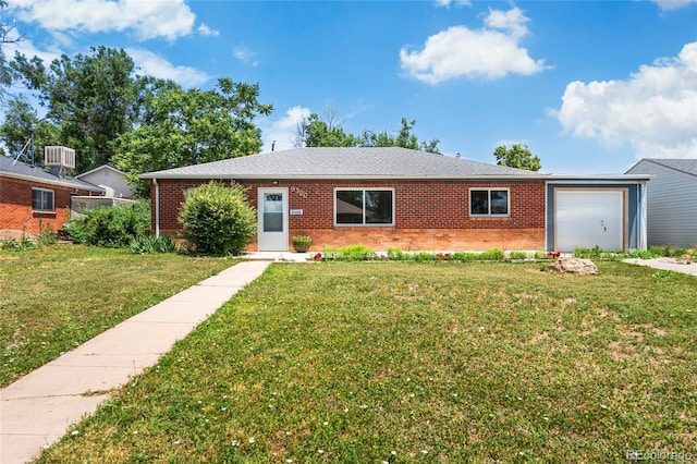 9320 Fir Dr, Thornton, CO 80229 - ranch-style house with an attached garage, brick siding, and a front yard