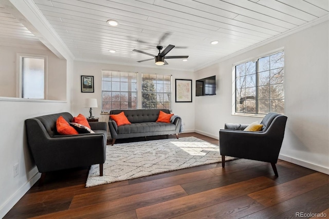 13472 W Dakota Ave, Lakewood, CO 80228 - living room with crown molding, a wealth of natural light, and hardwood / wood-style flooring