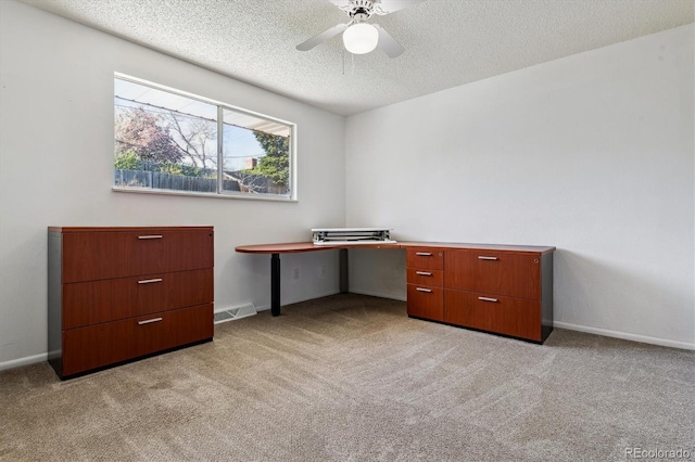 13472 W Dakota Ave, Lakewood, CO 80228 - unfurnished office featuring ceiling fan, light carpet, a textured ceiling, and visible vents