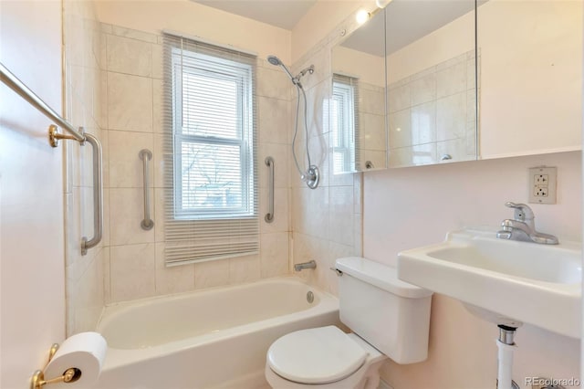 full bathroom featuring shower / washtub combination and toilet