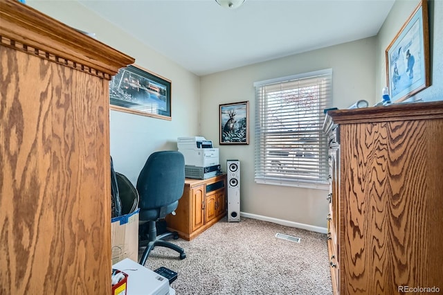 office area with light colored carpet