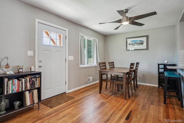 3995 Nelson St, Wheat Ridge, CO 80033 - dining area with light wood-type flooring and ceiling fan