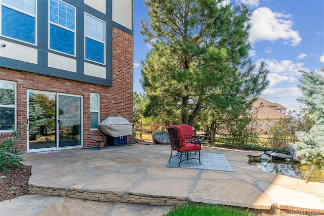 view of patio with area for grilling