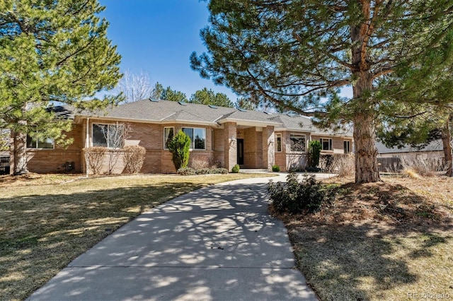 single story home with brick siding and driveway