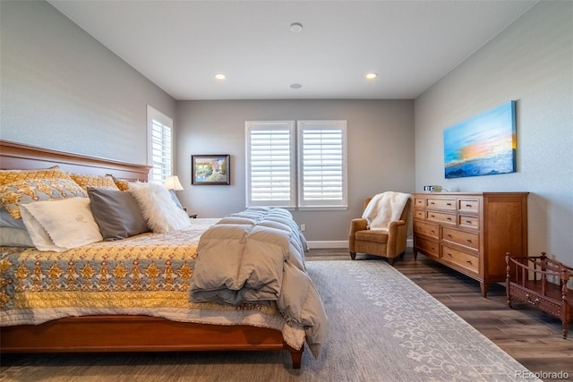 bedroom featuring dark wood-type flooring