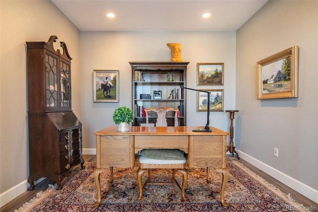 office featuring dark hardwood / wood-style flooring