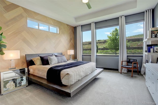 3436 W 154th Ave, Broomfield, CO 80023 - carpeted bedroom with a raised ceiling and a ceiling fan