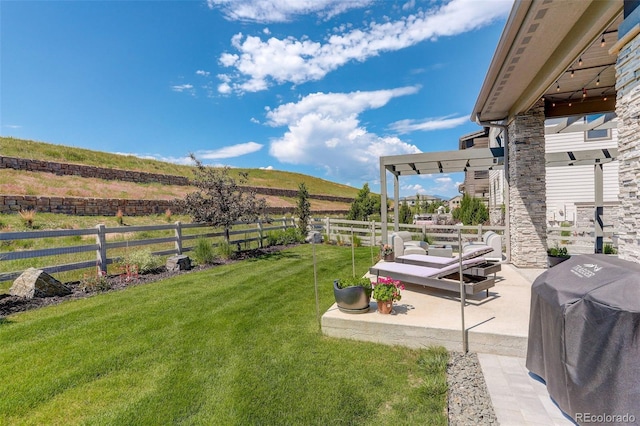 3436 W 154th Ave, Broomfield, CO 80023 - fenced backyard featuring a patio area and a mountain view