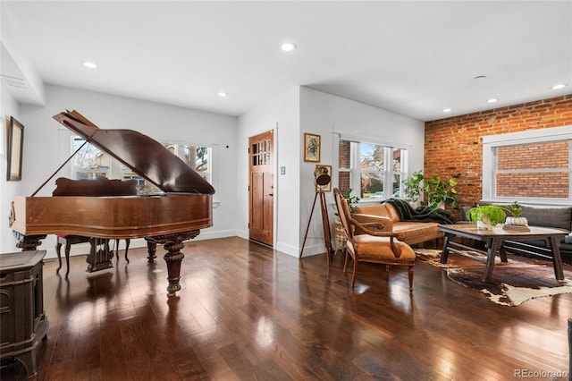 449 S Humboldt St, Denver, CO 80209 - living area with plenty of natural light, hardwood / wood-style flooring, recessed lighting, and baseboards