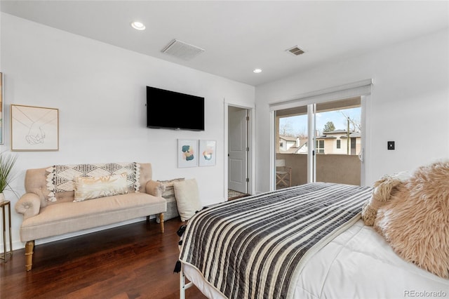 449 S Humboldt St, Denver, CO 80209 - bedroom featuring access to outside, wood finished floors, and recessed lighting