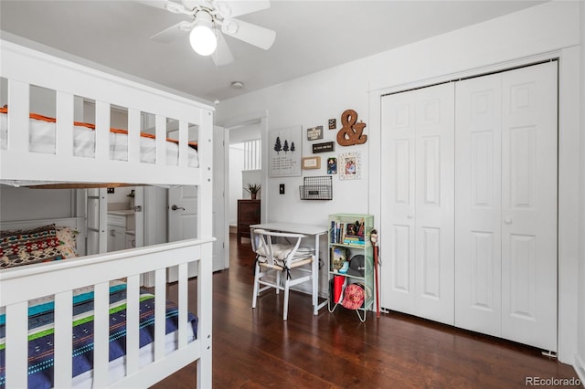 449 S Humboldt St, Denver, CO 80209 - bedroom featuring wood finished floors, a closet, and ceiling fan