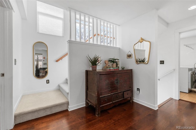 449 S Humboldt St, Denver, CO 80209 - corridor with wood finished floors, stairs, and baseboards