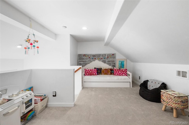 449 S Humboldt St, Denver, CO 80209 - carpeted bedroom featuring lofted ceiling, baseboards, and recessed lighting