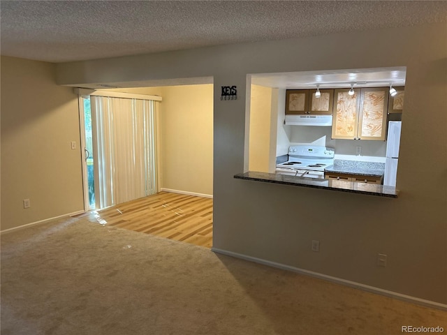 carpeted empty room featuring a textured ceiling