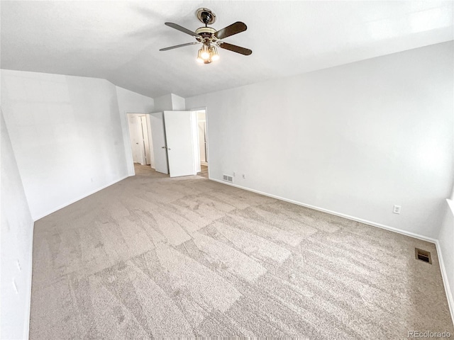 19093 E Linvale Pl, Aurora, CO 80013 - unfurnished bedroom with lofted ceiling, carpet floors, and a ceiling fan