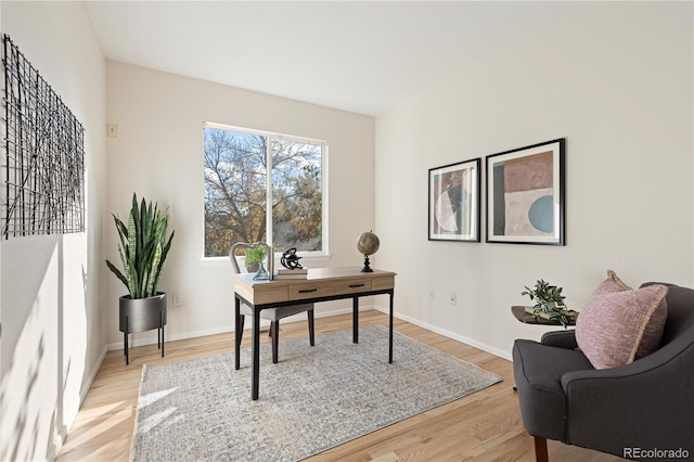 home office featuring light wood-type flooring