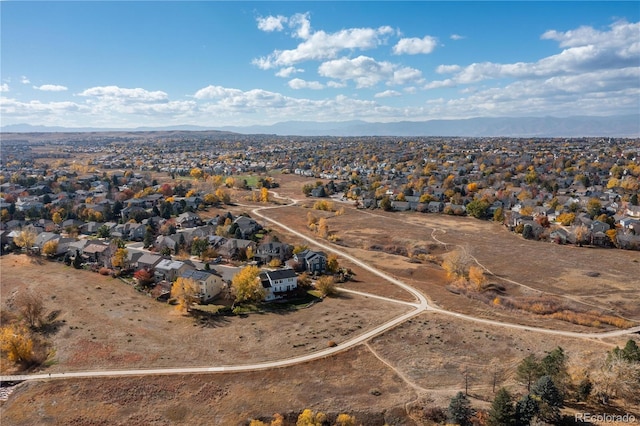 bird's eye view with a mountain view