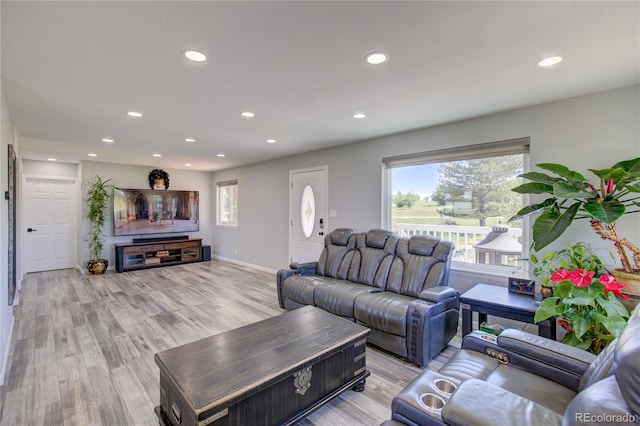 45321 Summit Rd, Parker, CO 80138 - living room featuring recessed lighting and light wood-type flooring