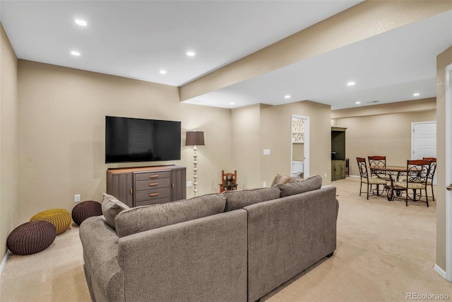 30 Stewart Way, Erie, CO 80516 - living area with light colored carpet, baseboards, and recessed lighting