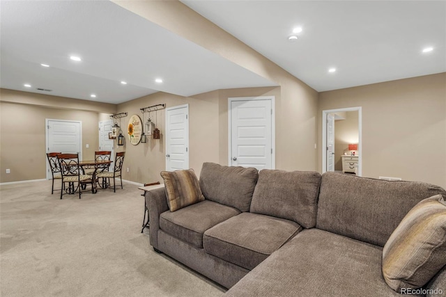 30 Stewart Way, Erie, CO 80516 - living area with baseboards, light carpet, visible vents, and recessed lighting