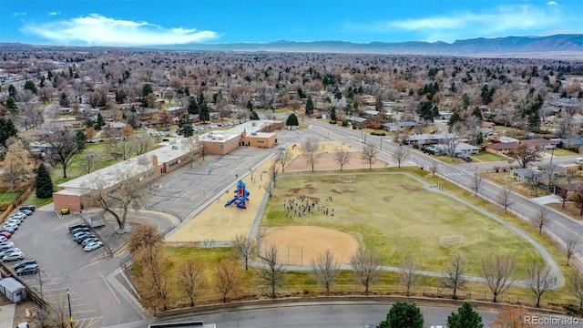 aerial view with a mountain view