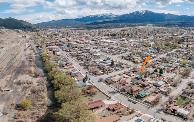 604 W 1st St, Salida, CO 81201 - aerial view of property and surrounding area with a mountainous background and nearby suburban area