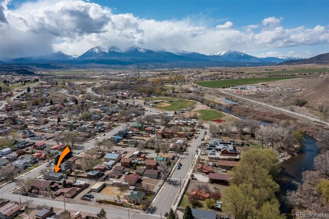604 W 1st St, Salida, CO 81201 - aerial view of residential area featuring a mountainous background