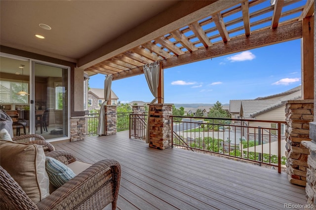 wooden terrace featuring a pergola