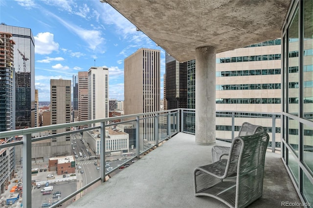 balcony with a view of city