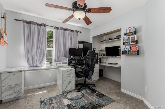 16257 E 105th Cir, Commerce City, CO 80022 - office featuring carpet flooring, ceiling fan, and baseboards
