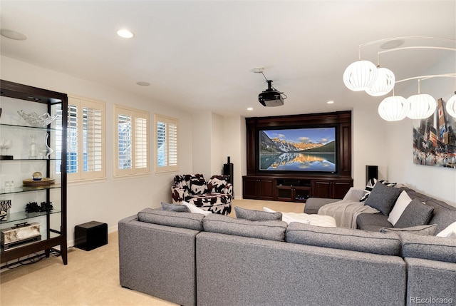 living room with light carpet