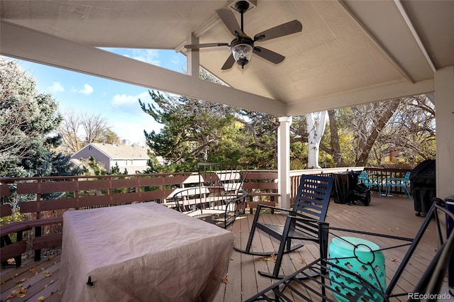 deck featuring a ceiling fan